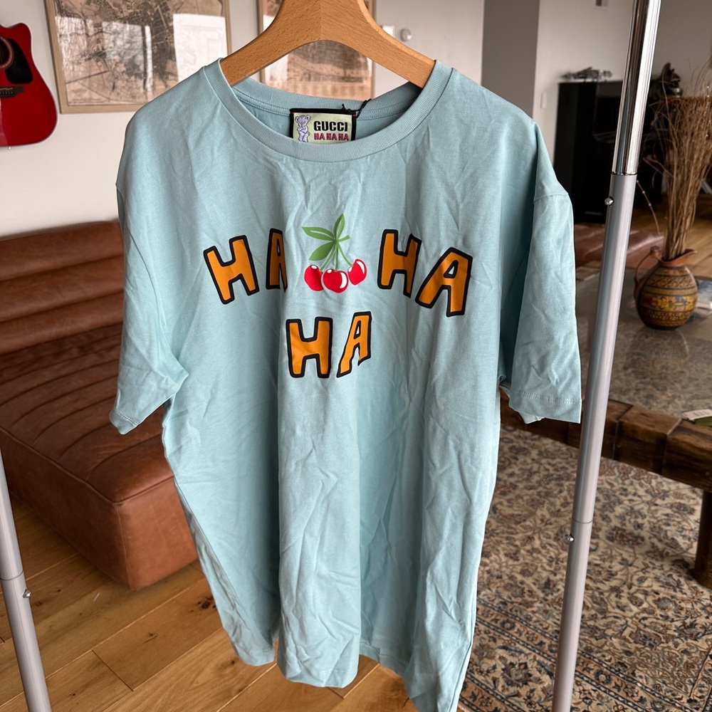 Gucci Ha Ha Ha Teal Tee (L)